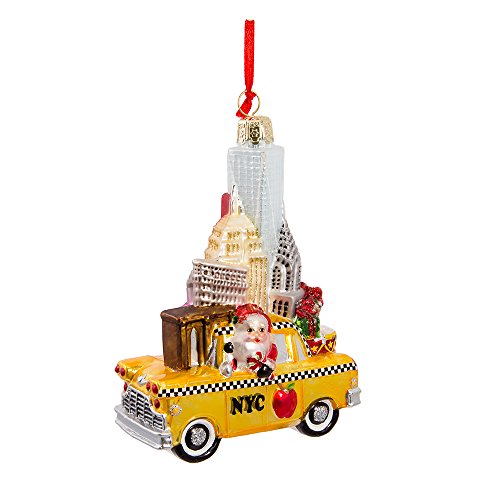 Kurt Adler NYC Weihnachtsmann im Taxi, Glas, 12,7 cm von Kurt S. Adler