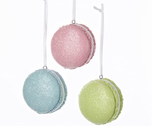 Kurt Adler Pastellfarbene glitzernde Makkaro-Ornamente, 3er Set, Hängeschmuck, Ton, Weihnachten von Kurt S. Adler