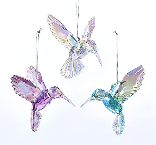Kurt S. Adler ACRYL IRISIEREND KOLIBRI BAUMSCHMUCK 3/SORT Farben: LILA, BLAU, KLAR. von Kurt S. Adler