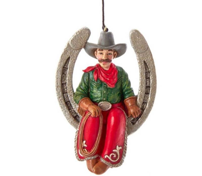 Kurt S. Adler Christbaumschmuck Western Hufeisen Cowboy, handbemalter Western Weihnachtsschmuck von Kurt S. Adler