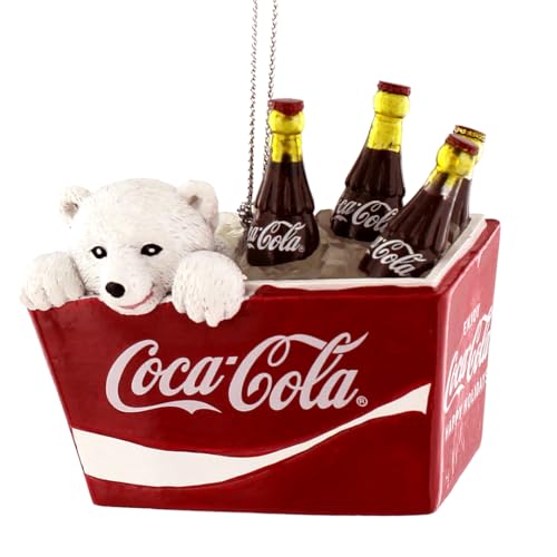 Kurt S. Adler Coca-Cola Eisbär-Junges in Cola-Kühler, Weihnachtsdekoration, in Geschenkbox (Einheitsgröße, weiß) von Kurt S. Adler