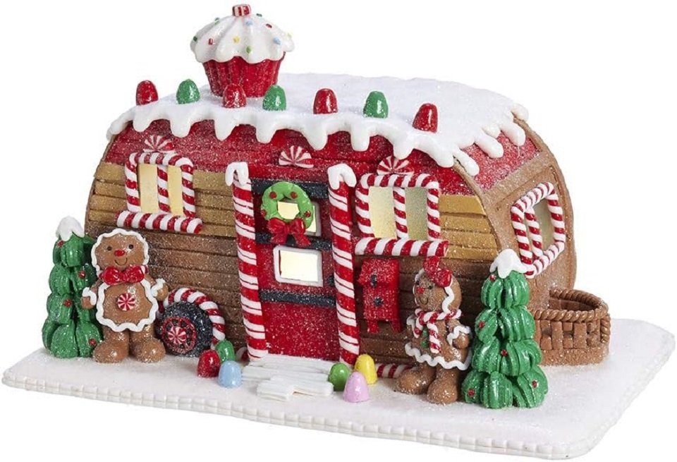Kurt S. Adler Dekofigur D3596 - LED Lebkuchenhaus "Camper", -16 cm/6"- (1 St) von Kurt S. Adler
