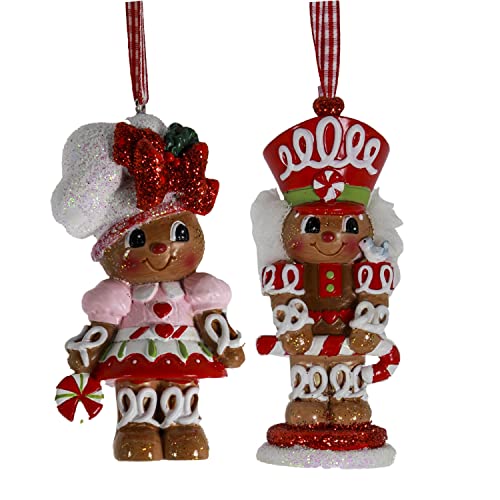 Kurt S. Adler Lebkuchenjunge und Mädchen Bäcker Nussknacker Weihnachten Urlaub Ornamente Set von 2 von Kurt S. Adler