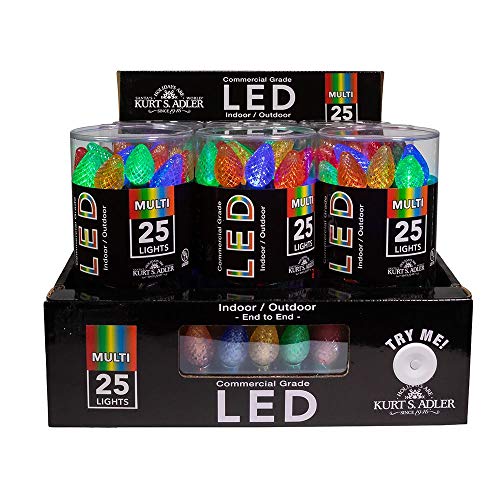 Kurt S. Adler UL 25 facettiertes C7 mehrfarbiges LED-Set mit grüner Draht-Lichterkette, mehrfarbig Kurt S. Adler UL 25 facettiertes C7 mehrfarbiges LED-Set mit grüner Draht-Lichterkette, mehrfarbig von Kurt S. Adler