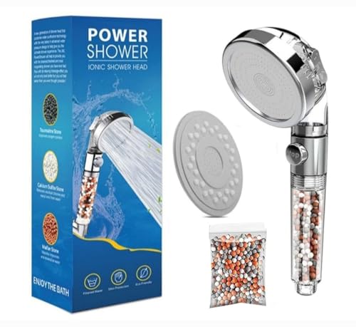 Wassersparender Duschkopf,Handbrause Filter Mineralsteinen und 3 Strahlarten, Druckerhöhende Duschbrause mit 3-Lagen-Filtration und zusätzlichen Steinen, Weiß, Gebürstet Wassersparender Duschkopf,Handbrause Filter Mineralsteinen und 3 Strahlarten, Druckerhöhende Duschbrause mit 3-Lagen-Filtration und zusätzlichen Steinen, Weiß, Gebürstet von Kurt