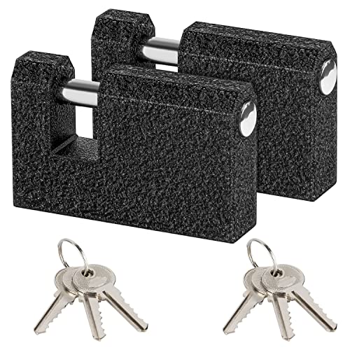 Kurtzy (2er Pack) Strapazierfähiges Vorhängeschloss Set mit Schlüsseln - 8 mm Dicker Bügel - Monoblock Gusseisen-Schloss mit Schlüssel - Schlösser für Spinde, Garagen, Container, Schuppen & Lager von Kurtzy