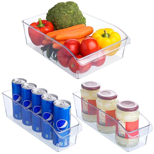 Kurtzy 3x Kühlschrank Organizer Schublade - durchsichtiges BPA-freies Kühlschrank-Organizer Set - Fridge Organizer Kühlschrankboxen - Aufbewahrungsbox Kühlschrank von Kurtzy