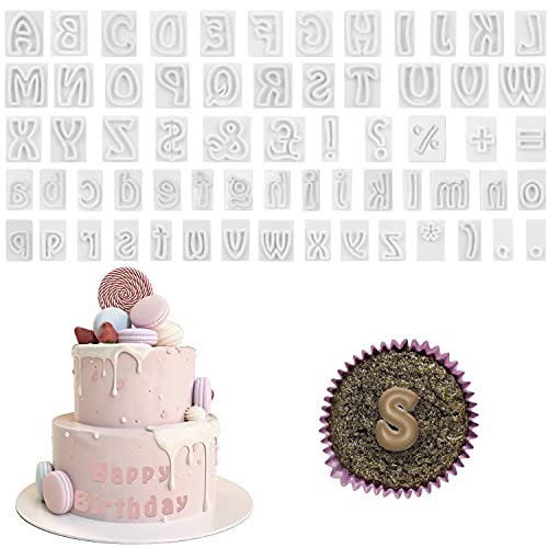 Kurtzy 64er Pack Kleine Ausstecher Buchstaben Fondant Ausstecher Set - A-Z Buchstaben Ausstecher Klein und Groß mit 12 Symbolen - Lebensmittelechte Fondant Ausstecher für Kuchendeko und Zuckerguss von Kurtzy