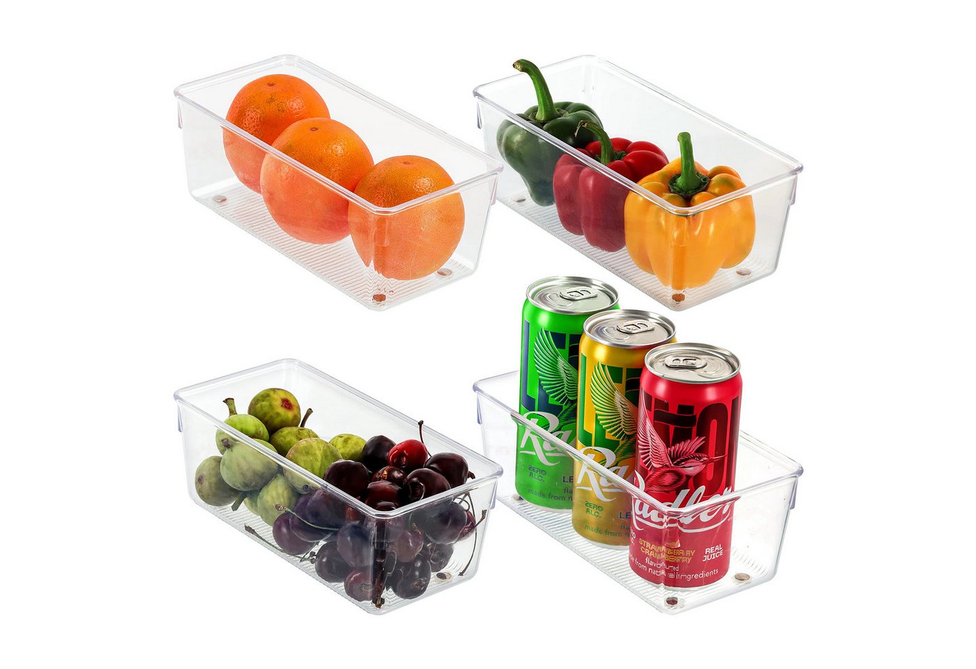 Kurtzy Aufbewahrungsbox Kühlschrank Aufbewahrungsboxen Set - 4 Stück, 20cm lang, durchsichtig, Kühlschrank Organizer Box Set - 4 Stück, 20cm lang, transparent von Kurtzy