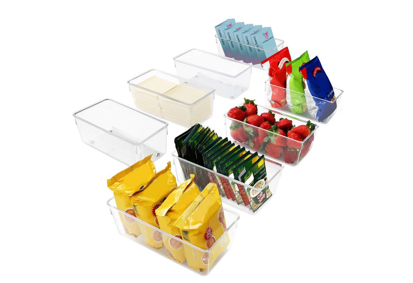 Kurtzy Aufbewahrungsbox Kühlschrank Organizer Set - 8-teilig (20cm), Kühlschrank Organizer Set - 8 Stück Plastik Organizer 20cm Lang von Kurtzy