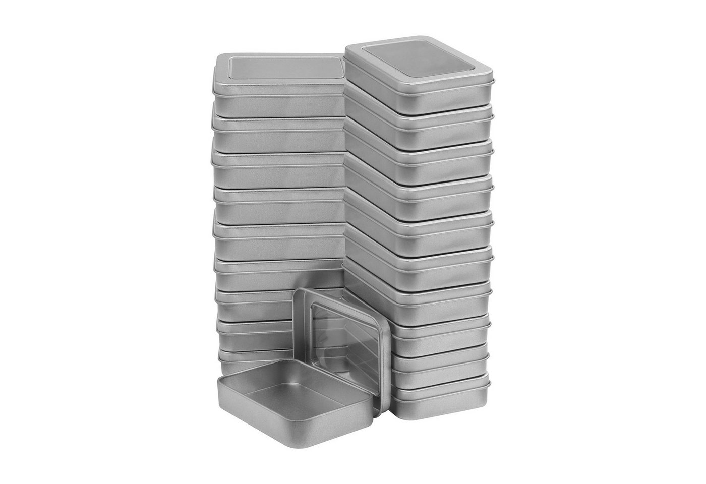 Kurtzy Aufbewahrungsbox Silver Metal Boxes (20 Pack) - Small Storage Containers 9x6,3x1,8cm (20 St) von Kurtzy