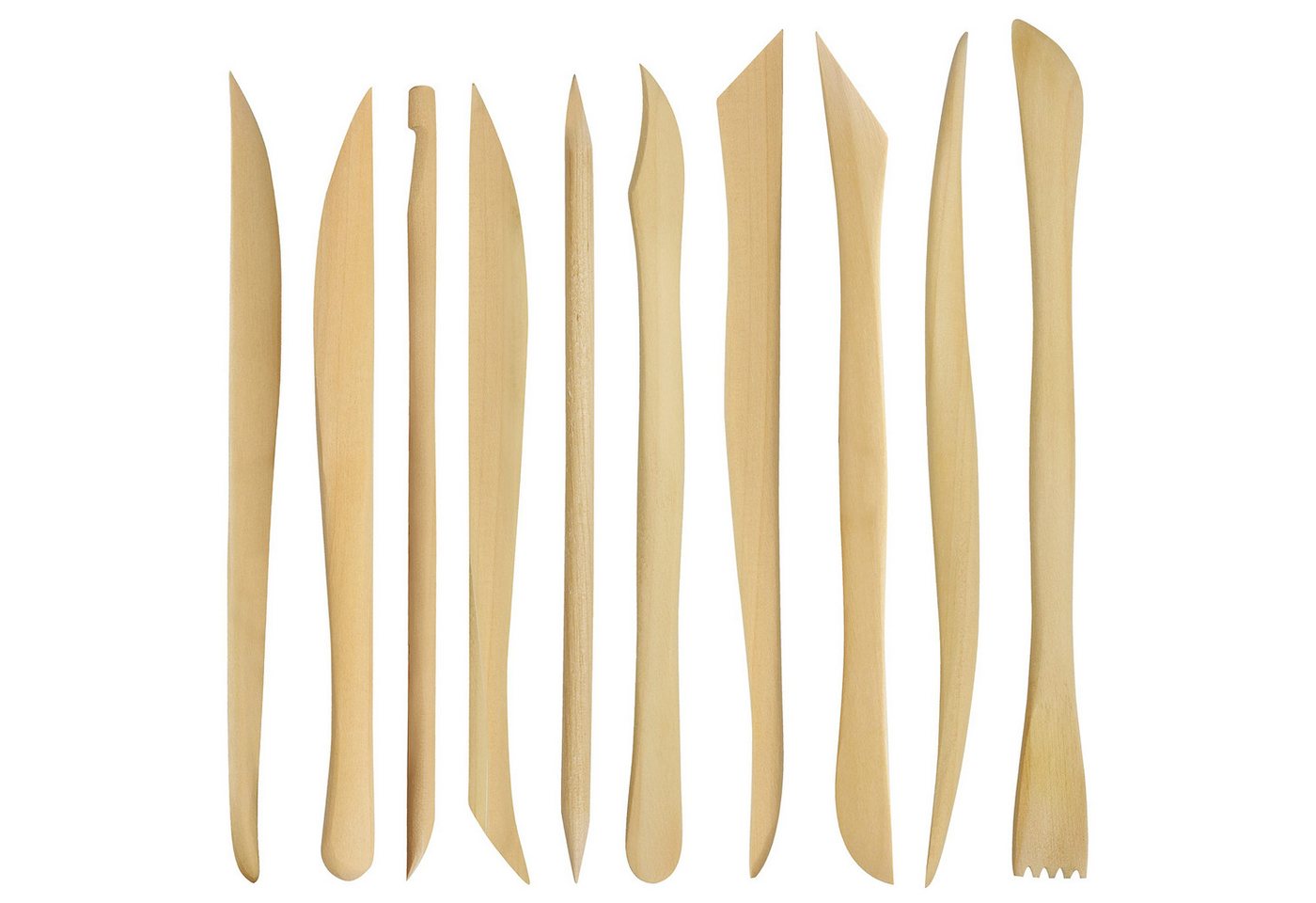 Kurtzy Bastelnaturmaterial Holz Ton Modellierwerkzeug Set 10 Stück, (10-tlg) von Kurtzy