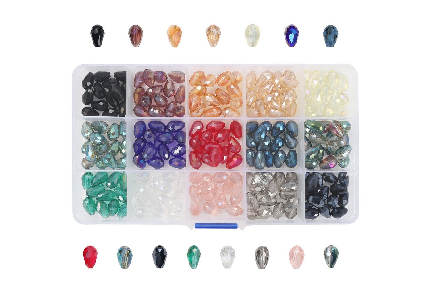 Kurtzy Bastelperlen 225er Glas Schmuck Perlen Set Dekosteine für Dekoration, (225-tlg) von Kurtzy