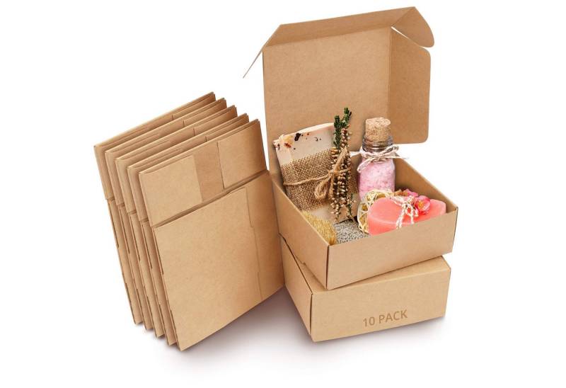 Kurtzy Geschenkbox 10 Stk. Braun Karton Geschenkboxen 12x12x5cm (1 St), 10 Stk. Karton Geschenkboxen Braun 12x12x5cm von Kurtzy