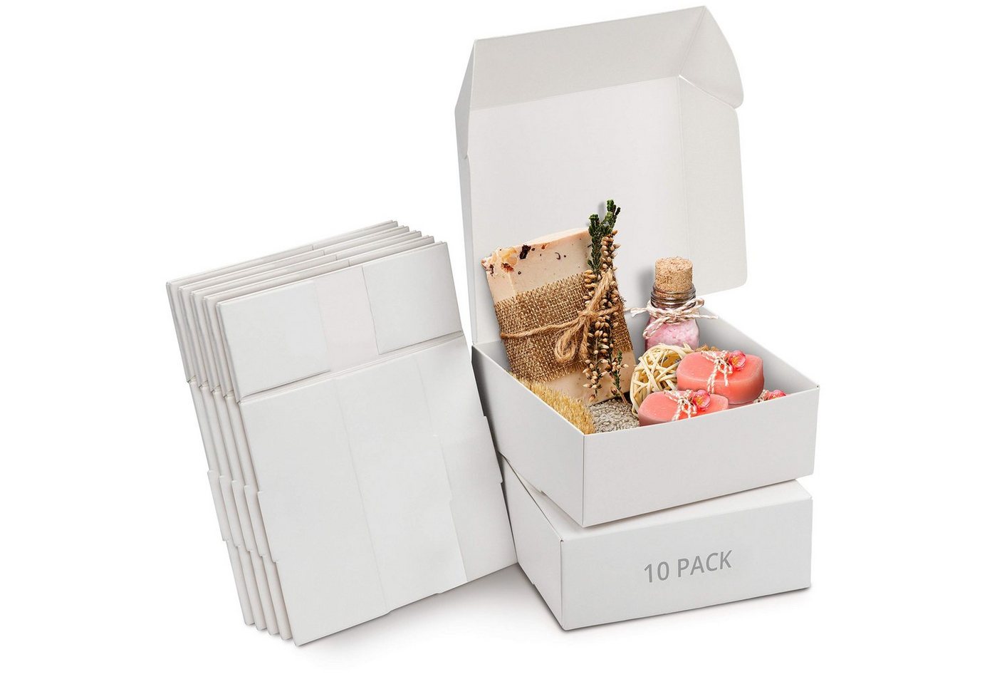 Kurtzy Geschenkbox 10 Weiße Geschenkboxen - 12x12x5cm - Verpackungskartons, 10 Weiße Karton Geschenkboxen - 12x12x5cm - Kraftpapier von Kurtzy