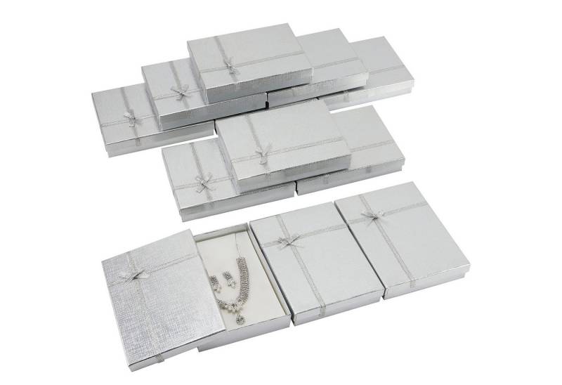 Kurtzy Geschenkbox 12 Schmuckgeschenkboxen in Silber - L16 x B12 x H3 cm (12 St) von Kurtzy