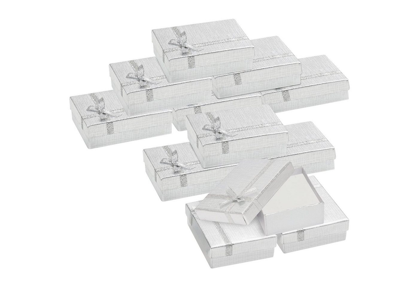 Kurtzy Geschenkbox 12 Schmuckverpackungsboxen in Silberfarbe, 9x7 cm, Set mit 12 Stück, 12 Stück Silberfarbene Geschenkboxen für Schmuckverpackung 9x7 cm von Kurtzy