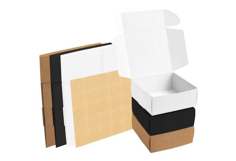 Kurtzy Geschenkbox 50 Stück Geschenkboxen 12x12x5cm - Braun, Weiß, Schwarz, 50 Stück Geschenkboxen 12x12x5cm - Braun, Weiß, Schwarz von Kurtzy