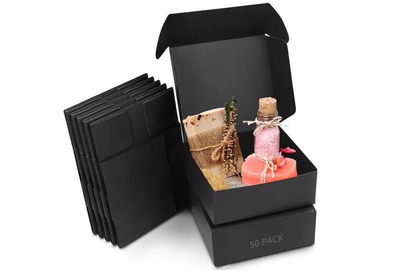 Kurtzy Geschenkbox Schwarze Geschenkboxen (50 Stück) - 12x12x5cm, Black Gift Boxes (50 pcs) - 12x12x5cm Cardboard Boxes von Kurtzy