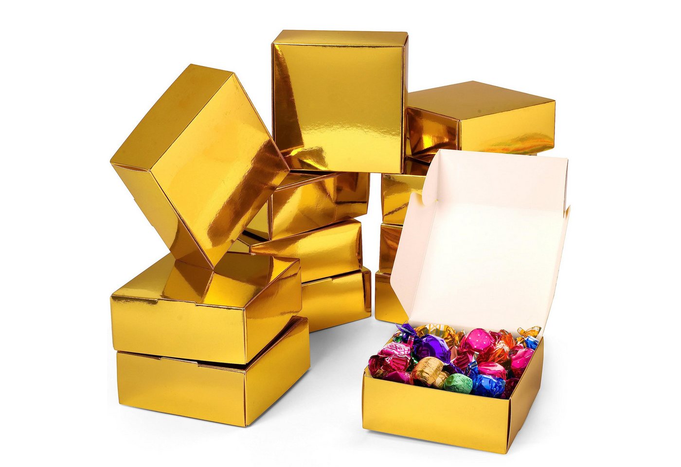 Kurtzy Geschenkbox Quadratische Kartonboxen - Goldene Geschenkboxen (20 Stück), Goldene Geschenkboxen (20 Stk) - Quadratische Kartonboxen von Kurtzy