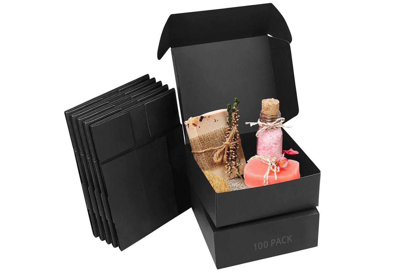 Kurtzy Geschenkbox Schwarze Geschenkboxen im 100er Pack - 12x12x5 cm, Schwarze Geschenkbox (100er Pack) 12x12x5 cm von Kurtzy