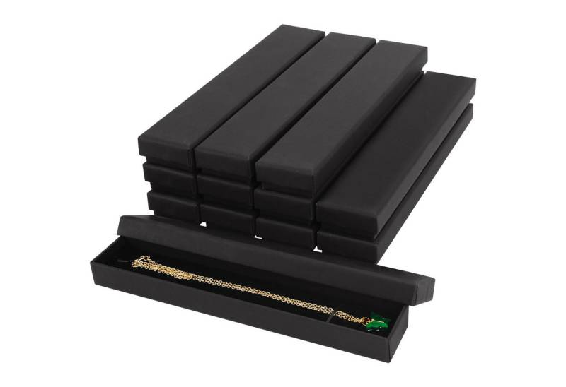 Kurtzy Geschenkbox Schwarze Schmuckboxen (12 Stück) - 21 x 4 x 2 cm (12 St) von Kurtzy