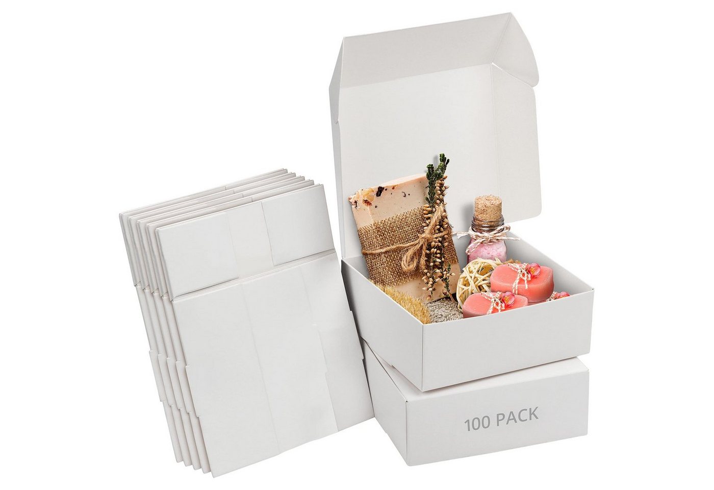 Kurtzy Geschenkbox Weiße Geschenkbox mit Deckel (100 Stück) - 12x12x5cm, White Gift Box with Lid (100 Pack) - 12x12x5cm von Kurtzy