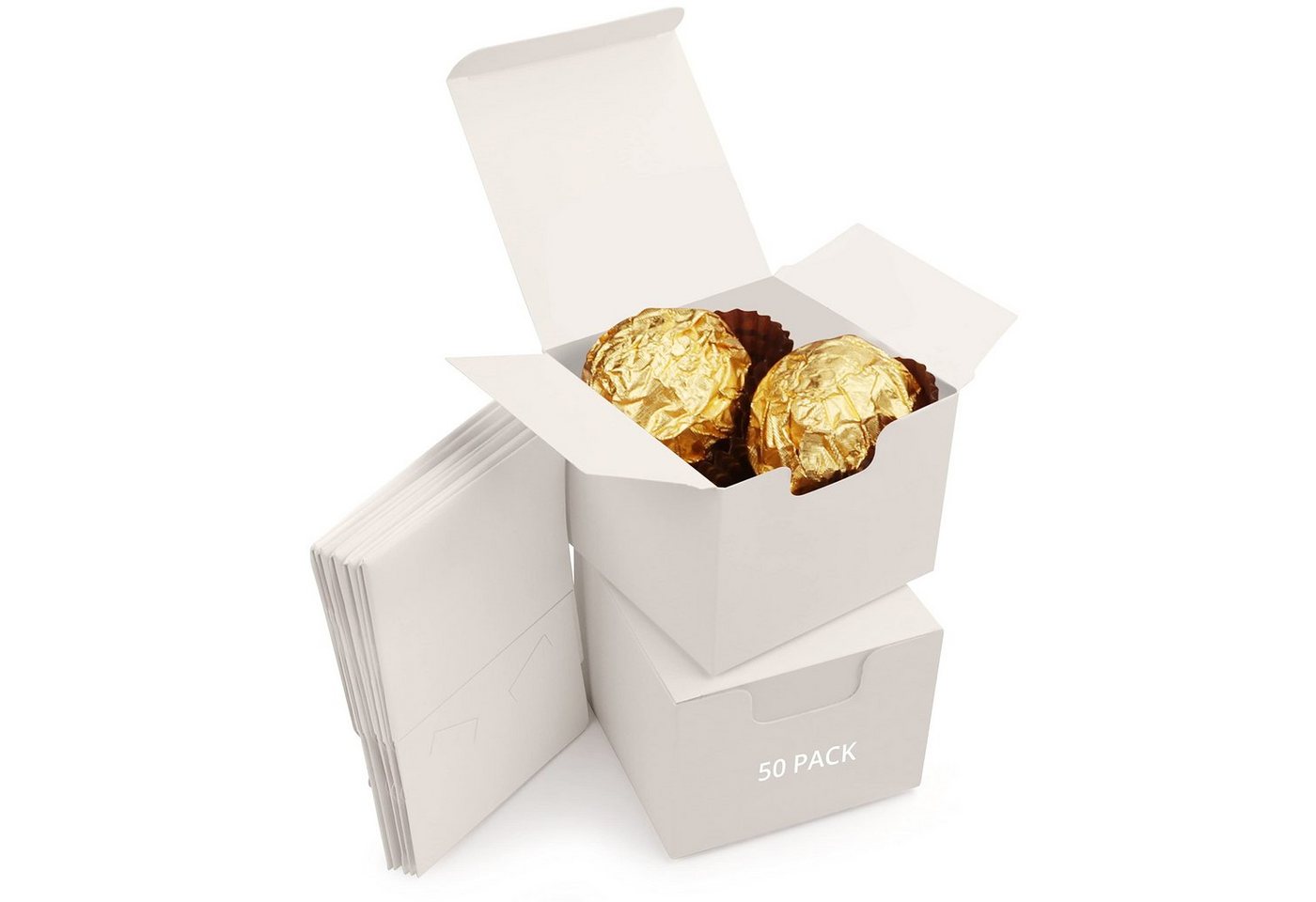Kurtzy Geschenkbox Weiße Geschenkbox mit Deckel (50er Pack) - 5x5x5 cm, White Gift Box with Lid (50 Pack) - 5x5x5 cm von Kurtzy