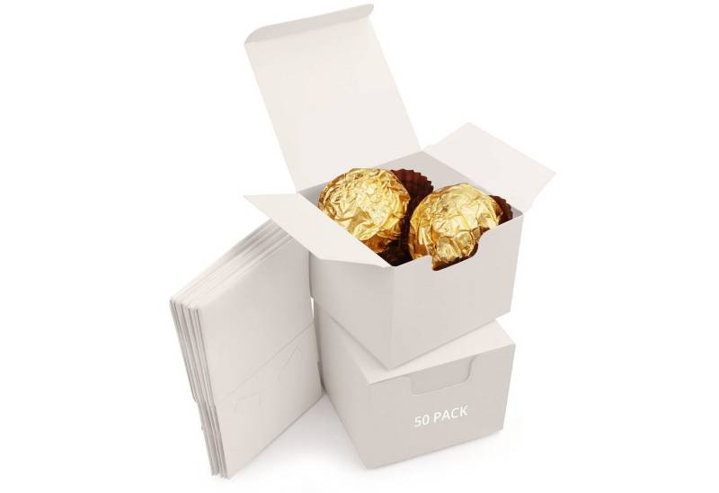 Kurtzy Geschenkbox Weiße Geschenkbox mit Deckel (50er Pack) - 5x5x5 cm (1 St) von Kurtzy