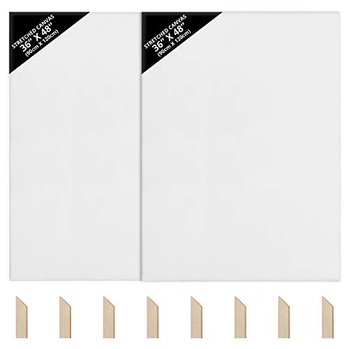 Kurtzy Leere Leinwand (2er-Pack) – 90 x 120 cm – extra große, vorgespannte Leinwand mit Holzkeilen – geeignet für Acryl- und Ölmalerei, auch zum Skizzieren und Zeichnen von Kurtzy