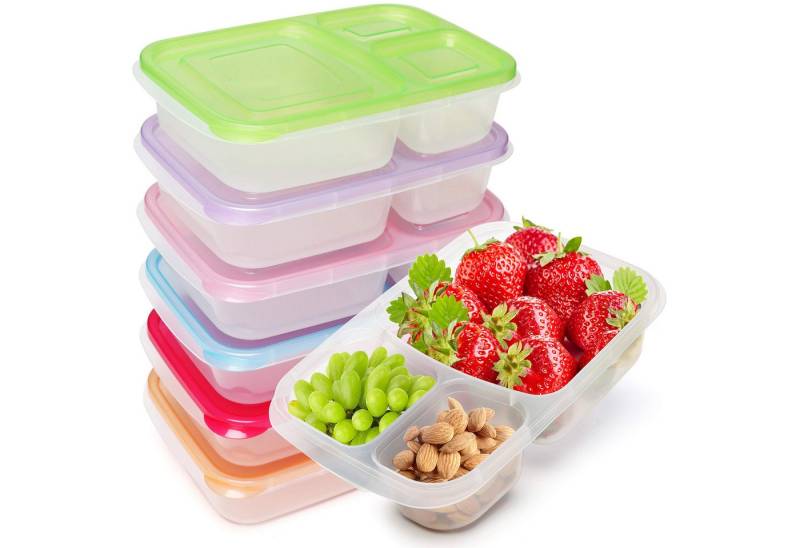 Kurtzy Lunchbox Wiederverwendbare Bento-Lunchbox - Satz von 7 klaren Behältern, Kunststoff, (7-tlg) von Kurtzy