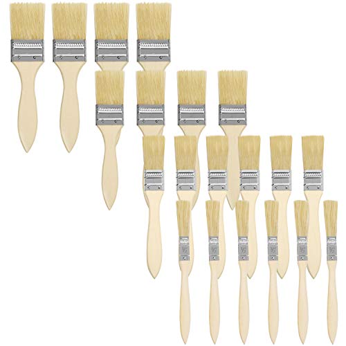 Kurtzy 20 STK Pinselset Profi Malerpinsel Set –Holz Pinsel 5,08/3,81/2,54/1,27 cm Pinsel Set für Farbe, Lack, Beizen, Klebstoff - Pinselset Maler, Lasurpinsel Set, Lackpinsel Set zum Streichen, DIY von Kurtzy