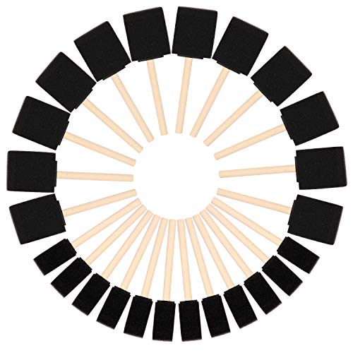 Kurtzy Schaumstoff Stupfpinsel (24er Pack) - Zwei Größen - Holzgriff Schaumstoff Pinsel Set - Malwerkzeug für Acryl, Öl, Beizen & Aquarelle - Kunst- und Bastelbedarf von Kurtzy