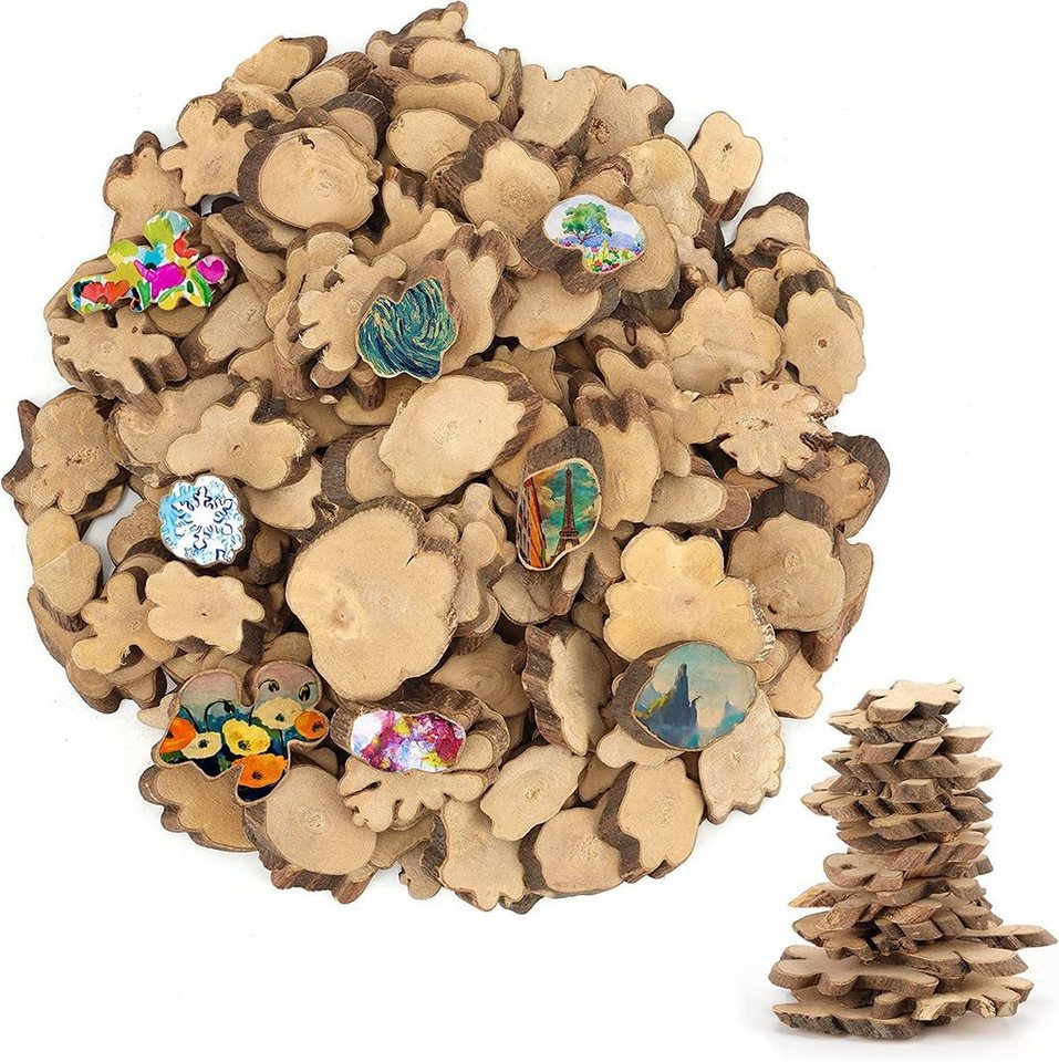 Kurtzy Streudeko Holzplatten und Astscheiben zum Basteln - Naturholzstücke (500g), Holzstücke zum Basteln - Naturholzplatten und Astscheiben (500g) von Kurtzy