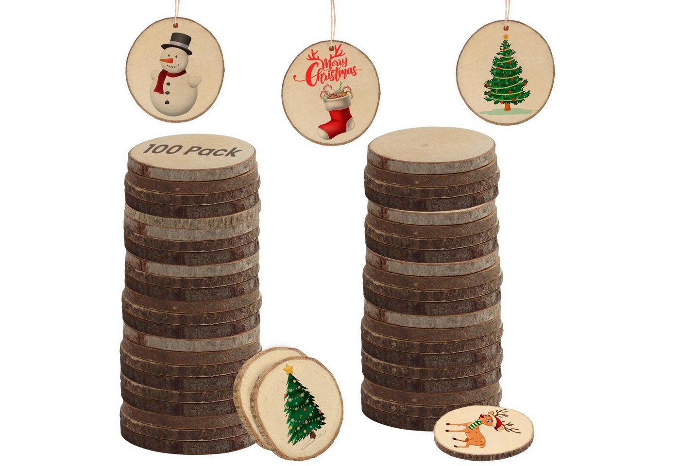 Kurtzy Streudeko Natürliche Holzscheiben - Bastelmaterial & Weihnachtsdekoration, Natural Wood Slices - DIY Art & Christmas Decor von Kurtzy