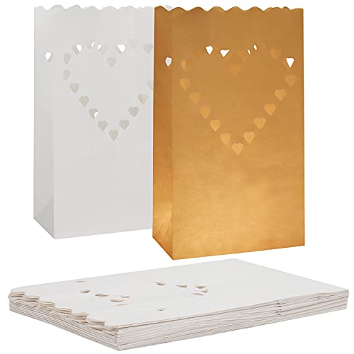 Kurtzy 20 STK Lichtertüten Papier - Papier Lampions Feuerfest Kerzentüten - Papier Laterne für Party Tischdeko, Events, Valentinstag, Verlobung, Hochzeit, Weihnachten von Kurtzy