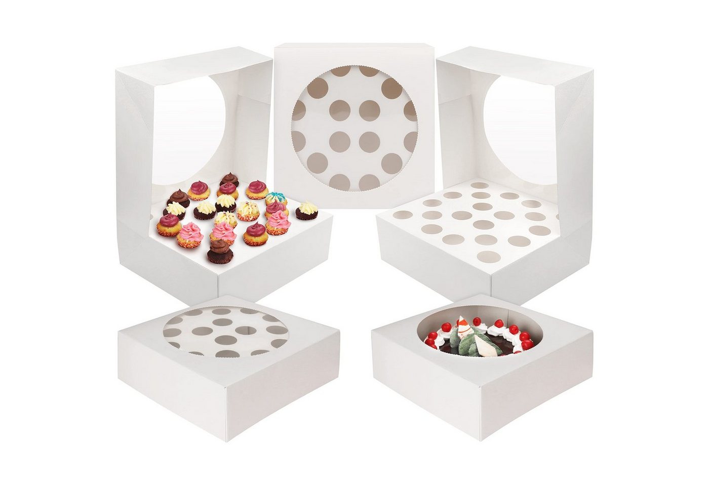 Kurtzy Vorratsdose Weiße Cupcake-Box - 5er Pack für 20 Mini-Kuchen, Karton, (1-tlg), White Cupcake Box - 5 Pack for 20 Mini Cakes or a Large Cake von Kurtzy