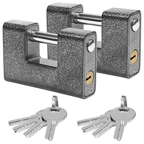 Kurtzy Vorhängeschloss Belastbar mit 8 Schlüssel (2 Stk) – Schloss aus Gehärtetem Edelstahl Massiv Monoblock Hängeschloss – Bügel 12mm Dick – Sicherheitsschloss für Garage, Container, Schuppen, Lager von Kurtzy