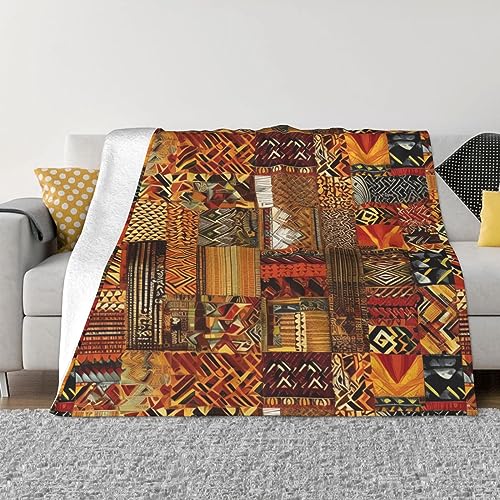 Kururi Decke mit afrikanischem Patchwork-Druck, atmungsaktiv, leicht, Fleece, Überwurf, Decke für Schlafzimmer, Sofas, Camping, Kino, Büro, 203,4 x 152,4 cm von Kururi