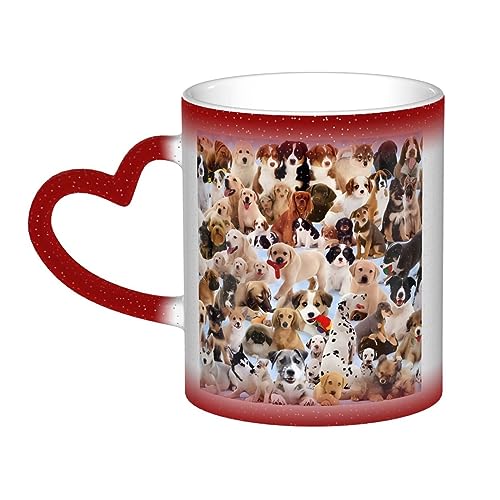 Kururi Niedliche Tasse mit Hunde-Motiv, Farbwechsel, Sternennacht, wärmeempfindliche Tasse, magische Teetasse, Kaffeetasse für Frauen und Mädchen, Geschenk von Kururi