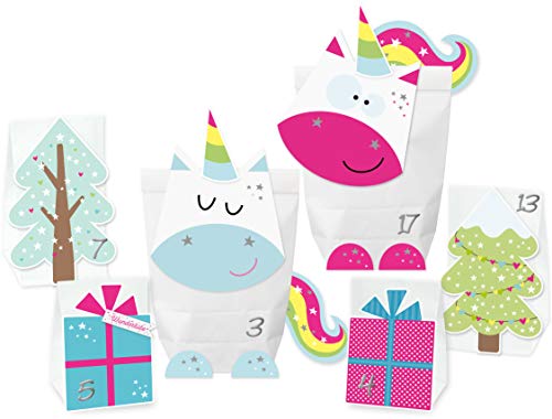 KuschelICH DIY Adventskalender Einhorn zum Befüllen & Basteln - selber Machen ohne Schere & Kleber - alle Teile gestanzt - wiederverwendbar von KuschelICH