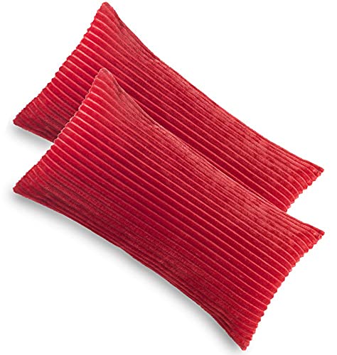 Kuscheli® 2er Set Kissenbezug im Doppelpack Cashmer Touch Fleece Kissenhülle, Sofakissen Kopfkissenbezug Kissenbezüge Couchkissen, Farbe:ROT, Größe:2X 40x80 cm von Kuscheli