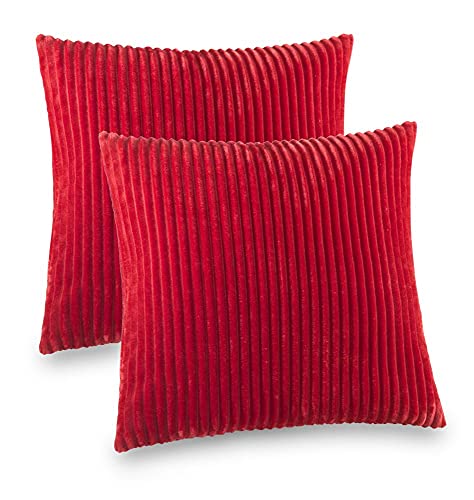 Kuscheli® 2er Set Kissenbezug im Doppelpack Cashmer Touch Fleece Kissenhülle, Sofakissen Kopfkissenbezug Kissenbezüge Couchkissen, Farbe:ROT, Größe:2X 60x60 cm von Kuscheli