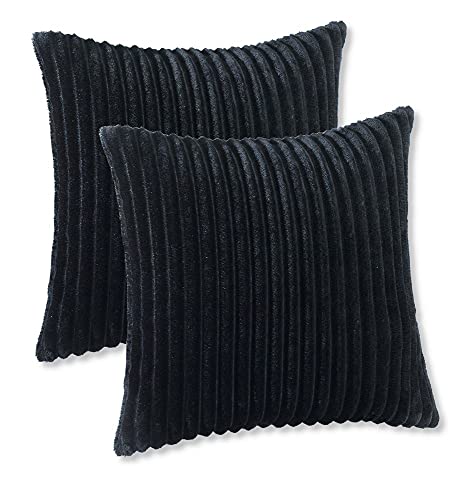 Kuscheli® 2er Set Kissenbezug im Doppelpack Cashmer Touch Fleece Kissenhülle, Sofakissen Kopfkissenbezug Kissenbezüge Couchkissen, Farbe:Schwarz, Größe:2X 40x40 cm von Kuscheli