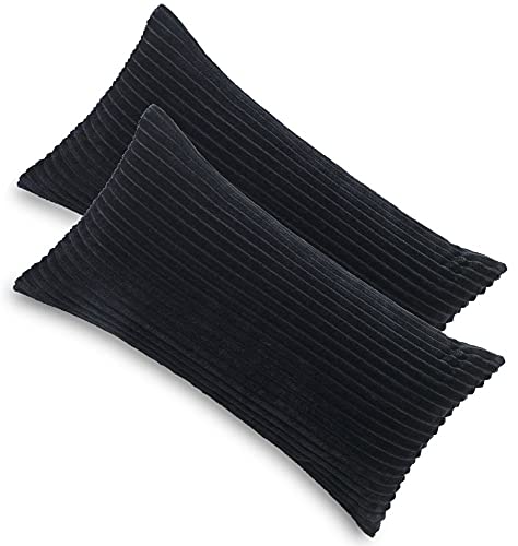 Kuscheli® 2er Set Kissenbezug im Doppelpack Cashmer Touch Fleece Kissenhülle, Sofakissen Kopfkissenbezug Kissenbezüge Couchkissen, Farbe:Schwarz, Größe:2X 40x80 cm von Kuscheli