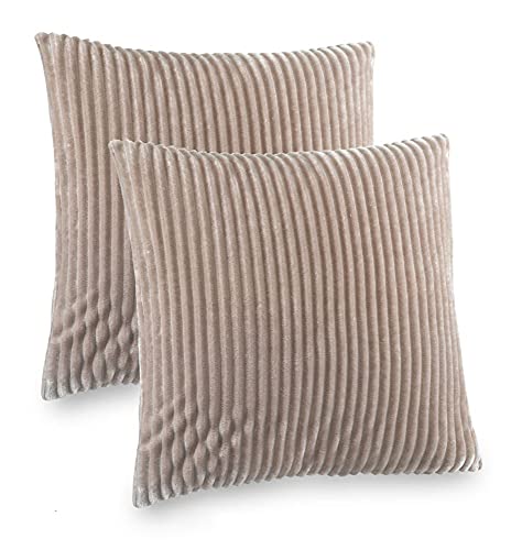 Kuscheli® 2er Set Kissenbezug im Doppelpack Cashmer Touch Fleece Kissenhülle, Sofakissen Kopfkissenbezug Kissenbezüge Couchkissen, Farbe:Taupe, Größe:2X 50x50 cm von Kuscheli