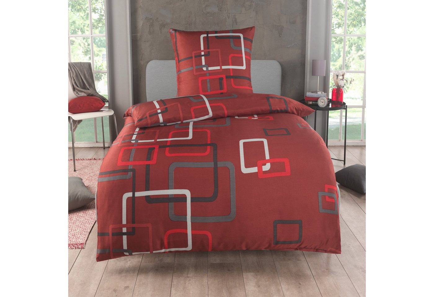 Kuscheli Bettwäsche 155x220 + 80x80 cm atmungsaktiver Bettbezug, moderne Designs, Mikrofaser, 2 teilig, Für Allergiker geeignet, pflegeleicht, angenehm weicher Stoff von Kuscheli