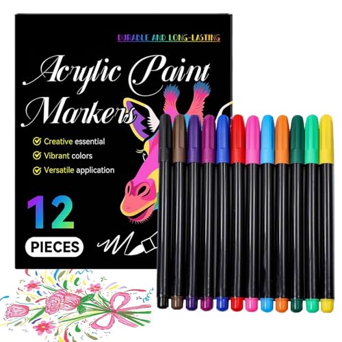 Kustimantu Acrylfarbenmarker | Zeichenmarker, 12 Farben, Acrylstifte, Künstlerbedarf für kreatives Zeichnen für Holz, Glas, Leinwand, Handwerk, Album Kustimantu Acrylfarbenmarker | Zeichenmarker, 12 Farben, Acrylstifte, Künstlerbedarf für kreatives Zeichnen für Holz, Glas, Leinwand, Handwerk, Album von Kustimantu