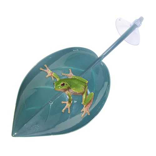 Kustimantu Badeplattform für Frösche, Kletterständer | Dekoration in Blattform mit Saugnäpfen für Aquarium, Terrarium, Zubehör für Frösche, Zwergschildkröten, Kröten, Leopard von Kustimantu