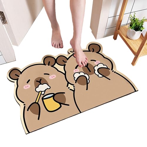 Kustimantu Badezimmer Teppich Süß | Capybara Design Niedliche Badematte | Kieselerde Teppich Schnelltrocknend Weich Duschzubehör Für Badezimmer Dusche WC Kustimantu Badezimmer Teppich Süß | Capybara Design Niedliche Badematte | Kieselerde Teppich Schnelltrocknend Weich Duschzubehör Für Badezimmer Dusche WC von Kustimantu